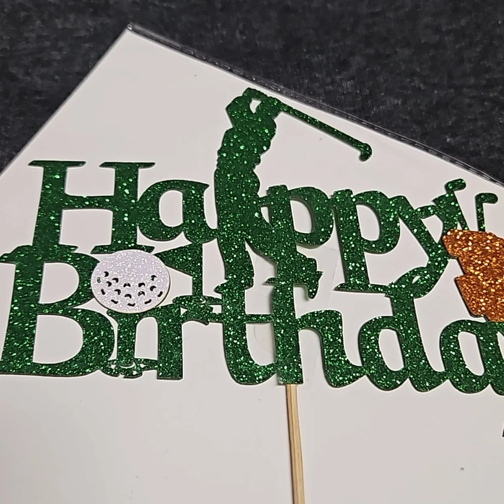 Golfing Happy Birthday Cake Topper | Party Supply Decorations Cake Topper
